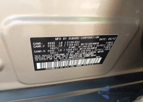 2017 Subaru Outback 2.5I Limited from USA, damaged, VIN 4S4BSANC8H3403080